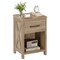 Natural Wood Nightstand with Drawer & Bottom Shelf, Rustic Farmhouse Bedside Table, 18”L x 15.5”W x 26.5”H